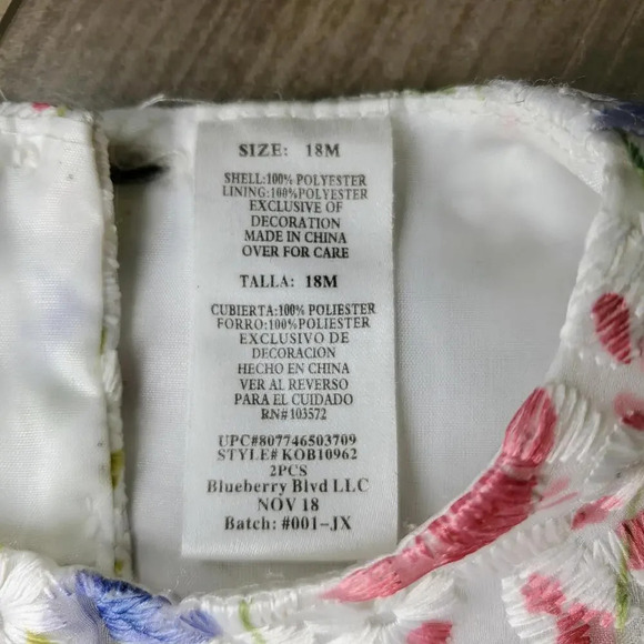 Blueberi Boulevard Formal White and Pink Floral Toddler Girl's Dress Size 18m - Picture 4 of 14